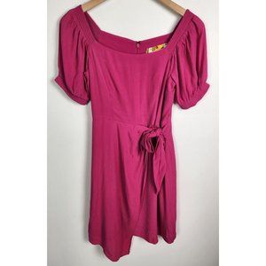 Maeve by Anthropologie Women's Sz. 2P Barbie Pink Short Sleeve Faux Wrap Dress